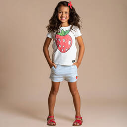 Rock Your Baby-Girls Blue Cotton Strawberry Shorts | Childrensalon Outlet