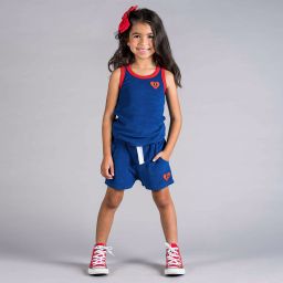 Rock Your Baby-Girls Blue Happy Hearts Shorts | Childrensalon Outlet