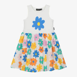 Rock Your Baby-فستان بطبعة ورود قطن لون أبيض | Childrensalon Outlet