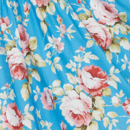 روك يور بيبي-فستان بطبعة ورود قطن لون أزرق | Childrensalon Outlet