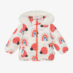 Rock Your Baby-Girls Cream & Scarlet Bug Puffer Jacket | Childrensalon Outlet
