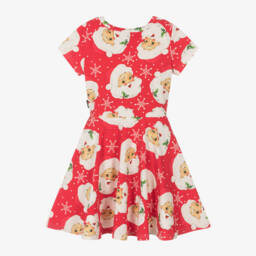 روك يور بيبي-فستان بطبعة سانتا قطن لون أحمر | Childrensalon Outlet