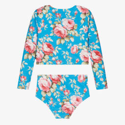 روك يور بيبي-تانكيني بطبعة ورود لون أزرق (+UPF50) | Childrensalon Outlet