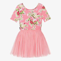 Rock Your Baby-فستان بطبعة ورود تول وجيرسي لون زهري | Childrensalon Outlet