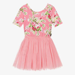 Rock Your Baby-فستان بطبعة ورود تول وجيرسي لون زهري | Childrensalon Outlet