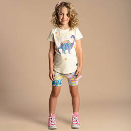 Rock Your Baby-Girls Ivory Cotton Bouquet Dinosaur T-Shirt | Childrensalon Outlet