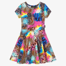 Rock Your Baby-Розово-голубое хлопковое платье с леопардовым принтом | Childrensalon Outlet