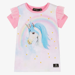 Rock Your Baby-Girls Pink & Blue Cotton Unicorn T-Shirt | Childrensalon Outlet