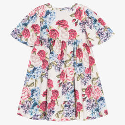 روك يور بيبي-فستان قطن جيرسي لون عاجي بطبعة ورود | Childrensalon Outlet