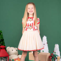 روك يور بيبي-فستان تول بطبعة إحتفالية لون أحمر | Childrensalon Outlet