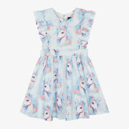 روك يور بيبي-فستان بطبعة يونيكورن لون أزرق | Childrensalon Outlet