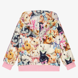 Rock Your Baby-توب هودي بسحّاب لون زهري وعاجي للبنات | Childrensalon Outlet