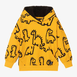 Rock Your Baby-Yellow Cotton Dino Graffiti Hoodie | Childrensalon Outlet