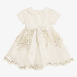 Romano Princess-فستان مطرز لون عاجي و ذهبي للمولودات | Childrensalon Outlet