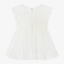 رومانو-فستان أطفال بناتي شيفون ودانتيل لون عاجي | Childrensalon Outlet