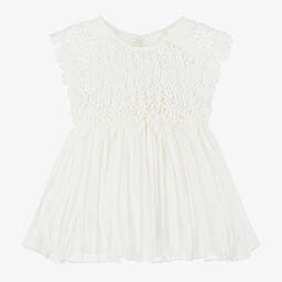 رومانو-فستان أطفال بناتي شيفون ودانتيل لون عاجي | Childrensalon Outlet