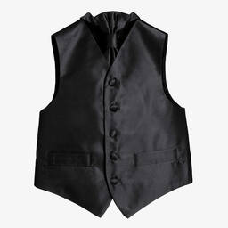 Romano Vianni-Boys Black Waistcoat & Cravat Tie Set | Childrensalon Outlet