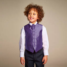 Romano Vianni-Boys Dark Purple Waistcoat & Adjustable Tie Set | Childrensalon Outlet