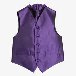 Romano Vianni-Boys Dark Purple Waistcoat & Adjustable Tie Set | Childrensalon Outlet