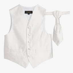 Roma e Toska Вианни-Boys Ivory Waistcoat & Adjustable Tie Set | Childrensalon Outlet