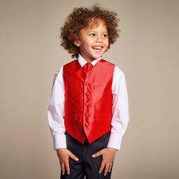 Romano Vianni-Boys Red Waistcoat & Adjustable Tie Set | Childrensalon Outlet