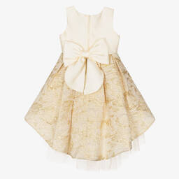 Romano-Girls Beige & Gold Brocade Dress  | Childrensalon Outlet
