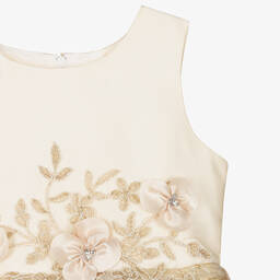 Romano-Girls Beige & Gold Brocade Dress  | Childrensalon Outlet