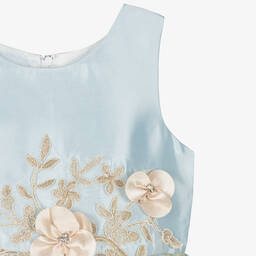 Romano-Girls Blue & Gold Brocade Dress  | Childrensalon Outlet