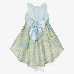 Romano-Girls Blue & Gold Brocade Dress  | Childrensalon Outlet