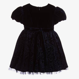 Romano Princess-Girls Navy Blue Velvet Dress | Childrensalon Outlet