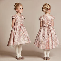 Romano-Girls Pink Brocade Dress Set | Childrensalon Outlet
