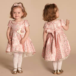 Romano-Girls Pink Floral Brocade Dress Set | Childrensalon Outlet