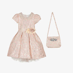 Romano-Girls Pink Floral Brocade Dress Set | Childrensalon Outlet