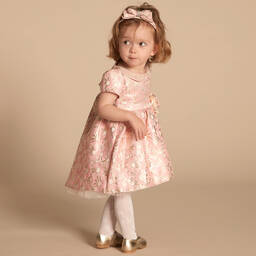 Romano-Girls Pink Floral Brocade Dress Set | Childrensalon Outlet