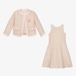 Romano-طقم فستان وبلايزر لون زهري وفضّي | Childrensalon Outlet