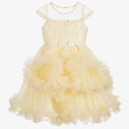 Romano-Girls Yellow Tulle Dress | Childrensalon Outlet