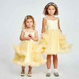Romano-Girls Yellow Tulle Dress | Childrensalon Outlet