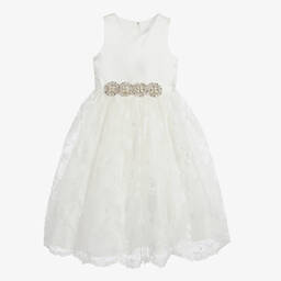 Romano Princess-Ivory Floral Lace Dress & Bag  | Childrensalon Outlet
