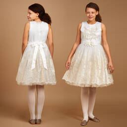 Romano Princess-فستان لون عاجي وذهبي مزين بترتر | Childrensalon Outlet