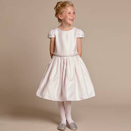 Romano Princess-فستان ساتان لون زهري مزين بديامنتي | Childrensalon Outlet