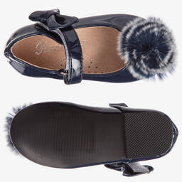 Roma e Toska Принцесса-Patent Blue Pom-Pom Shoes | Childrensalon Outlet