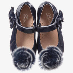 Roma e Toska Принцесса-Patent Blue Pom-Pom Shoes | Childrensalon Outlet