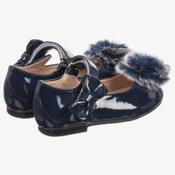 Roma e Toska Принцесса-Patent Blue Pom-Pom Shoes | Childrensalon Outlet