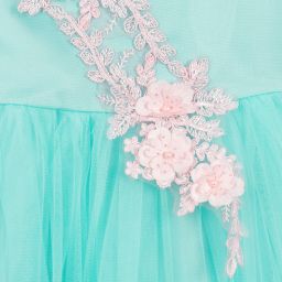 Romano Princess-فستان ساتان و تول لون تركواز و زهري | Childrensalon Outlet