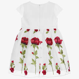 Romano Princess-White Organza Red Rose Dress | Childrensalon Outlet