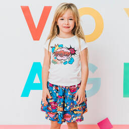 Rosalita Señoritas-Blue Comic Print Skirt  | Childrensalon Outlet