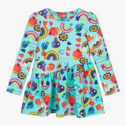 Rosalita Señoritas-Blue Rainbow & Cup Cake Cotton Dress | Childrensalon Outlet