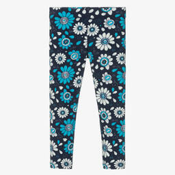 Rosalita Señoritas-Girls Blue Cotton Floral Leggings | Childrensalon Outlet