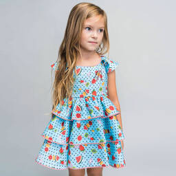 Rosalita Señoritas-Girls Blue Fruit Dress | Childrensalon Outlet
