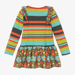 Rosalita Señoritas-Girls Blue & Green Stripe Floral Dress | Childrensalon Outlet